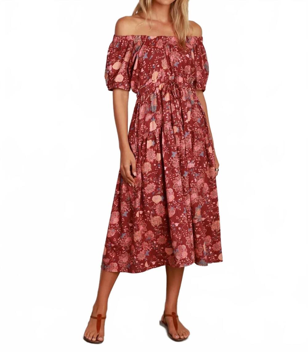 NEW DYLAN camelia off the shoulder dress in red